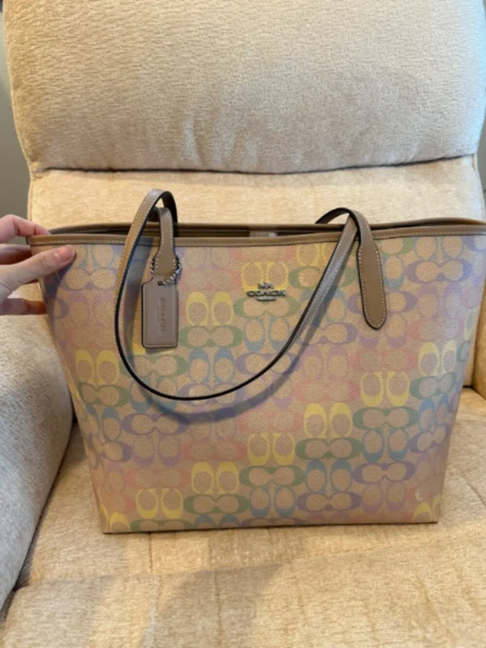 Coach Rainbow Signature Canvas Tote Bag